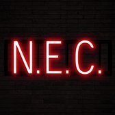 N.E.C. - Lichtreclame Neon LED bord verlicht | SpellBrite | 40,99 x 16 cm | 6 Dimstanden - 8 Lichtanimaties | Reclamebord neon verlichting