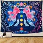 Chakra Tapestry Kleurrijke Psychedelische Mandala Tapestry Yoga Meditatie Tapestry Wall Hanging Indian Hippie Tapestry Wall Art Decor voor Slaapkamer (130x150cm)