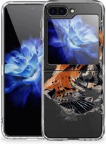 Silicone Case Geschikt voor Samsung Galaxy Z Flip 5 Telefoonhoesje Tiger
