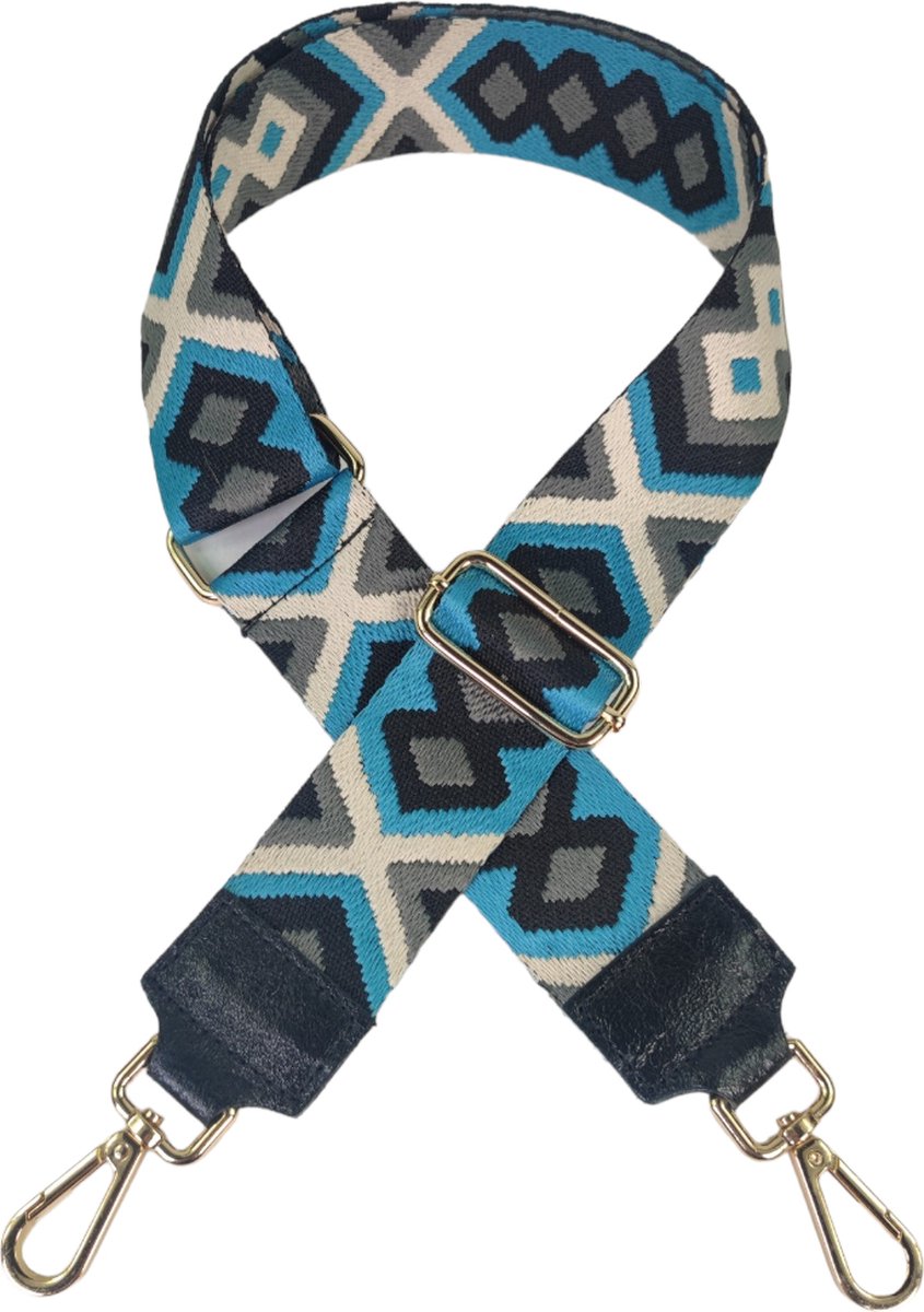 Qischa® Bag strap - Tassenriem - Schouderband - Schouderriem - Tassen Riem - Tas Hengsel - Verstelbare Riem - zwart- grijs - blauw - beige - gouden hardware