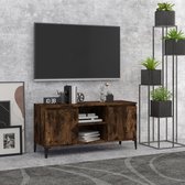 The Living Store Tv-meubel - Gerookt eiken - 103.5x35x50 cm - Stabiel en stevig - 2 schappen en 2 vakken