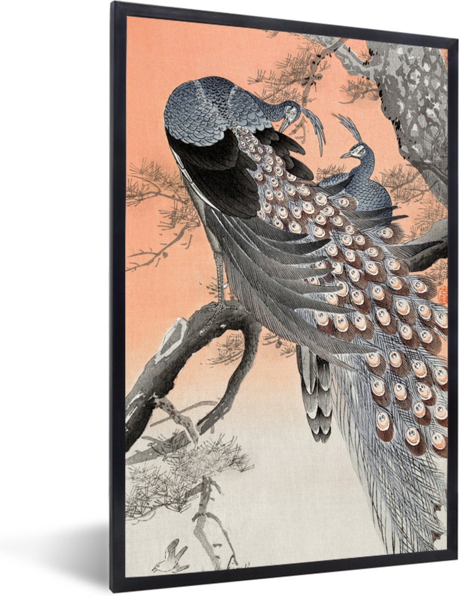 Fotolijst incl. Poster - Japans - Pauw - Boom - Veren - 20x30 cm - Posterlijst