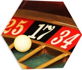 PVC Schuimplaat Hexagon - Bal in Roulette Bord - 50x43.5 cm Foto op Hexagon (Met Ophangsysteem)