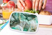 Boîte à pain Wit - Lunch box - Boîte à pain - Or - Marbre - Vert - Luxe - Aspect marbre - Grijs - 18x12x6 cm - Adultes