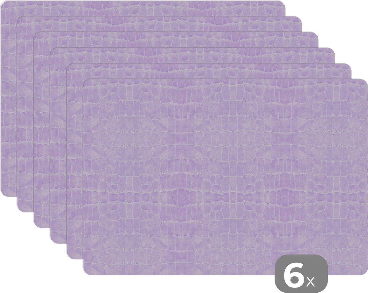 Placemats - Leer - Paars - Structuur - Onderlegger Tafel - 45x30 cm - 6 stuks - Borden onderzetters