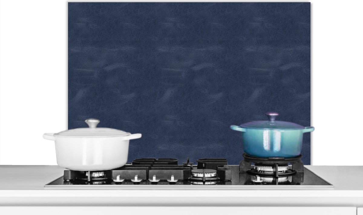 KitchenYeah - Spatscherm - Leer - Blauw - Dierenvel - Dier - 80x55 cm - Spatwand - Achterwand keuken