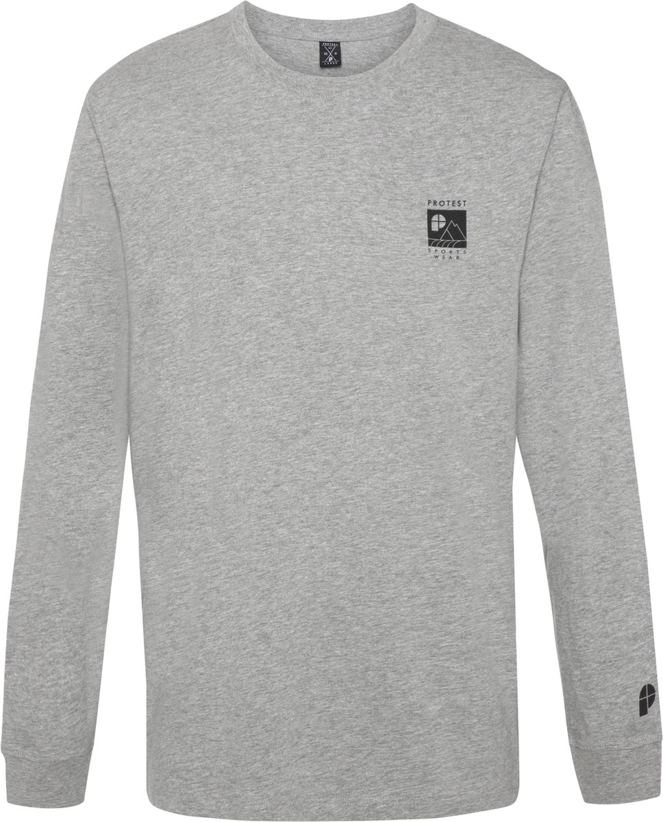 Protest Shelby – T shirt Heren – Lange mouwen – Loose fit – Dark Melee Grijs