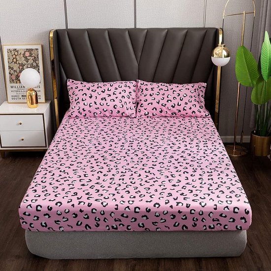 Hoeslaken, 120 x 200 cm, kindermatrasbeschermer, roze hoeslaken voor eenpersoonsbed, boxspringbed, 100% microvezel, zacht, geschikt voor matrasdiepte tot 25 - 30 cm