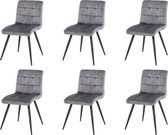 Nuvolix velvet eetkamerstoelen set van 6 "Londen" - eetkamerstoel - velvet stoel - grijs