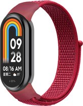 By Qubix compatible Xiaomi Smart band 8 bandje - Sport loop nylon bandje - Rood - Xiaomi mi band 8 bandje