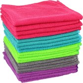 20x microvezeldoek, schoonmaakdoek voor huishoudelijk, auto, pc en mobiele telefoon, herbruikbare schoonmaakdoekjes gemaakt van microfiber in 5 kleuren