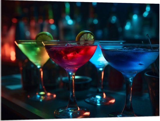 Acrylglas - Bar - Club - Alcohol - Cocktail - Kleuren - 100x75 cm Foto op Acrylglas (Met Ophangsysteem)