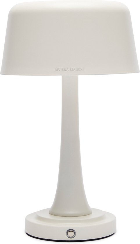 Riviera Maison Lampe de table Rechargeable avec abat-jour, Lampe de bureau - Lampe de table LED RM Bellagio - Wit - Fer