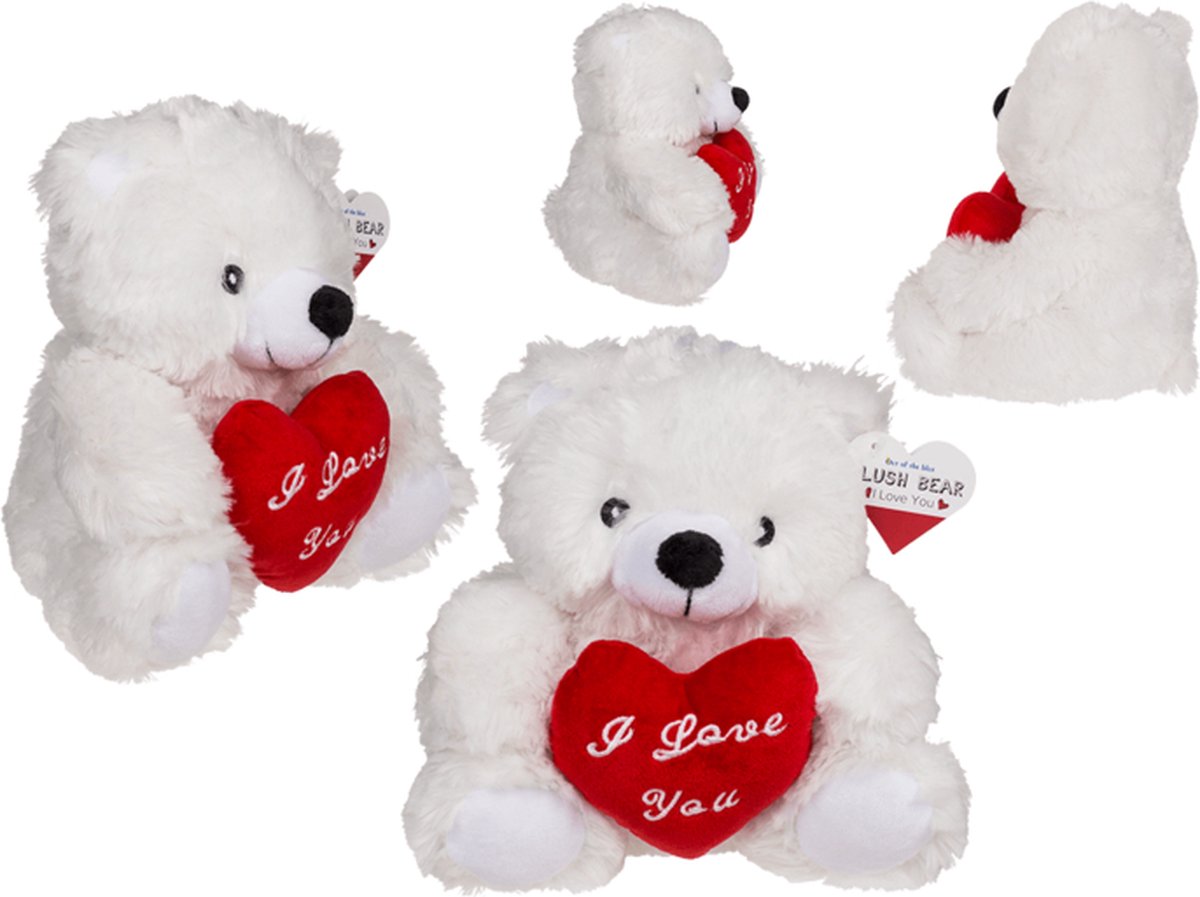 Knuffelbeertje met hart - wit - pluche - 22 cm - valentijnsdag - i love you - cadeau — afbeelding 13