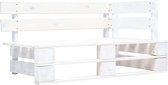 The Living Store Pallet Tuinhoekbank - houten hoekbank - 110 x 65 x 55 cm - wit - buiten- en binnengebruik