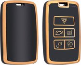 Autosleutel hoesje - TPU Sleutelhoesje - Sleutelcover - Autosleutelhoes - Geschikt voor Land Rover/Range Rover -zw-goud- B5Land Rover, Range Rover, Range Rover Sport, Range Rover Velar, Range Rover Evoque, Freelander, Defender, Discovery - Auto Sleu