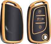 Étui pour clé de voiture Peugeot Étui pour clé en TPU durable - Étui pour clé de voiture - Convient pour Peugeot - noir-or - C3 - Accessoires de vêtements pour bébé de voiture gadgets