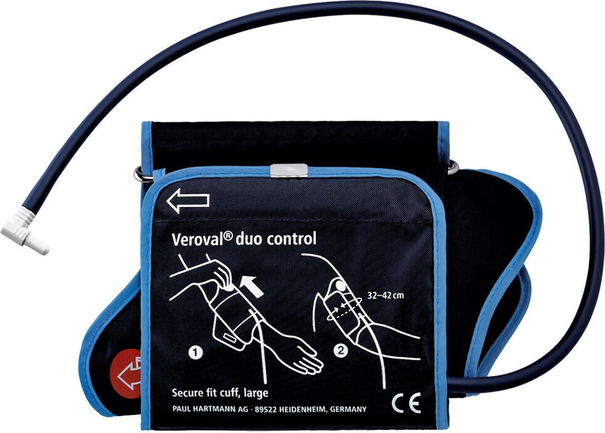 Veroval - Duo Control secure fit manchet, maat L - Blauw (32 - 42 cm bovenarm omtrek)