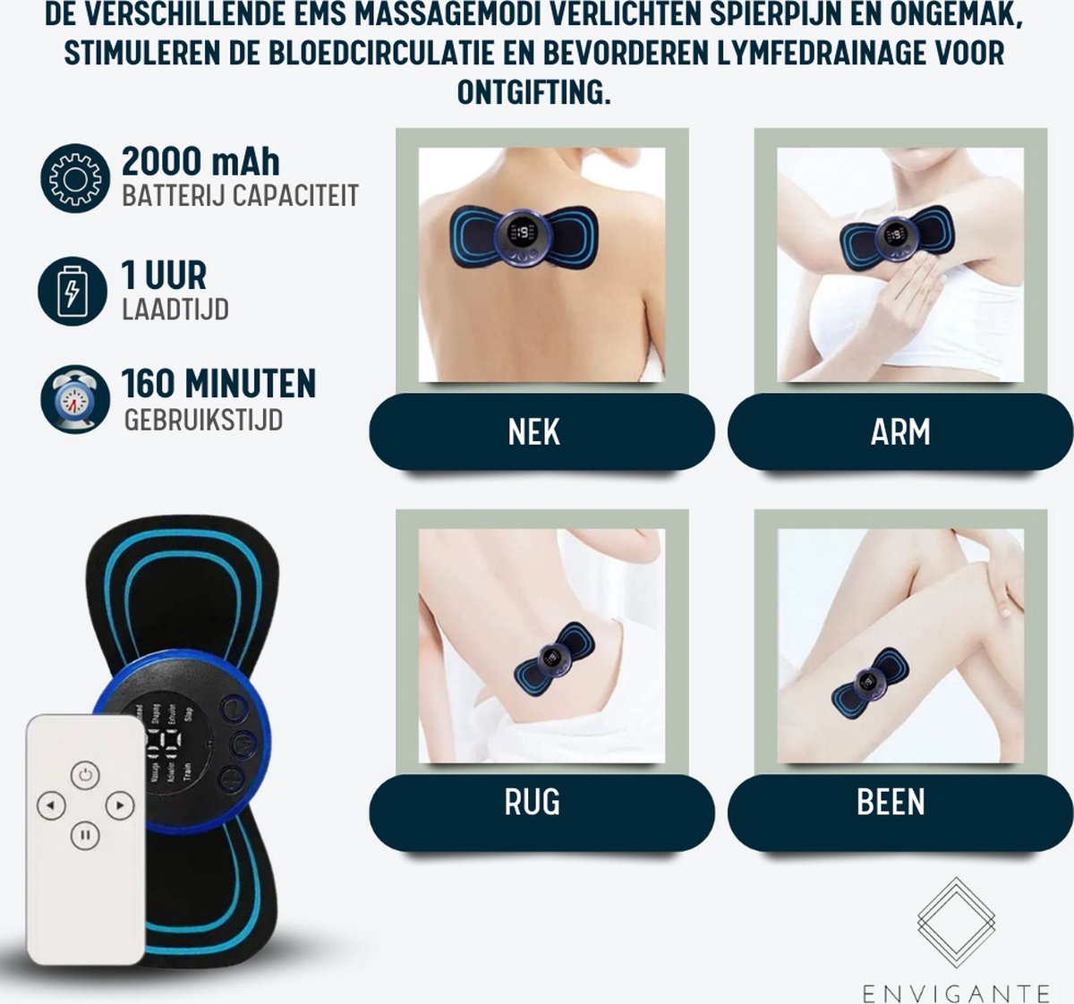 Envigante 3-in-1 Voetmassage Apparaat | 2x EMS Massage - afbeelding 3