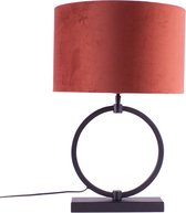 Tafellamp ring met velours kap Davon | 1 lichts | goud / zwart / roest | metaal / stof | Ø 25 cm | 54 cm hoog | modern / sfeervol design