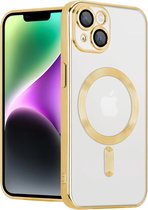 Coverzs telefoonhoesje geschikt voor Apple iPhone 14 Magneet hoesje met camera cover - magnetisch hoesje - goud