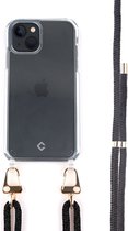 Coverzs Transparant case met zwart koord voor geschikt voor Apple iPhone 13 mini - Telefoonhoesje met koord - Backcover hoesje met koord