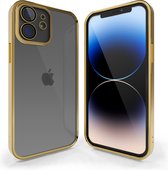Coverzs telefoonhoesje geschikt voor Apple iPhone 12 hoesje clear soft case camera cover - transparant hoesje met gekleurde rand - goud