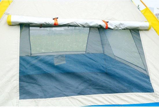 Tent 3-persoons geel wit groen van Merkloos — afbeelding 3