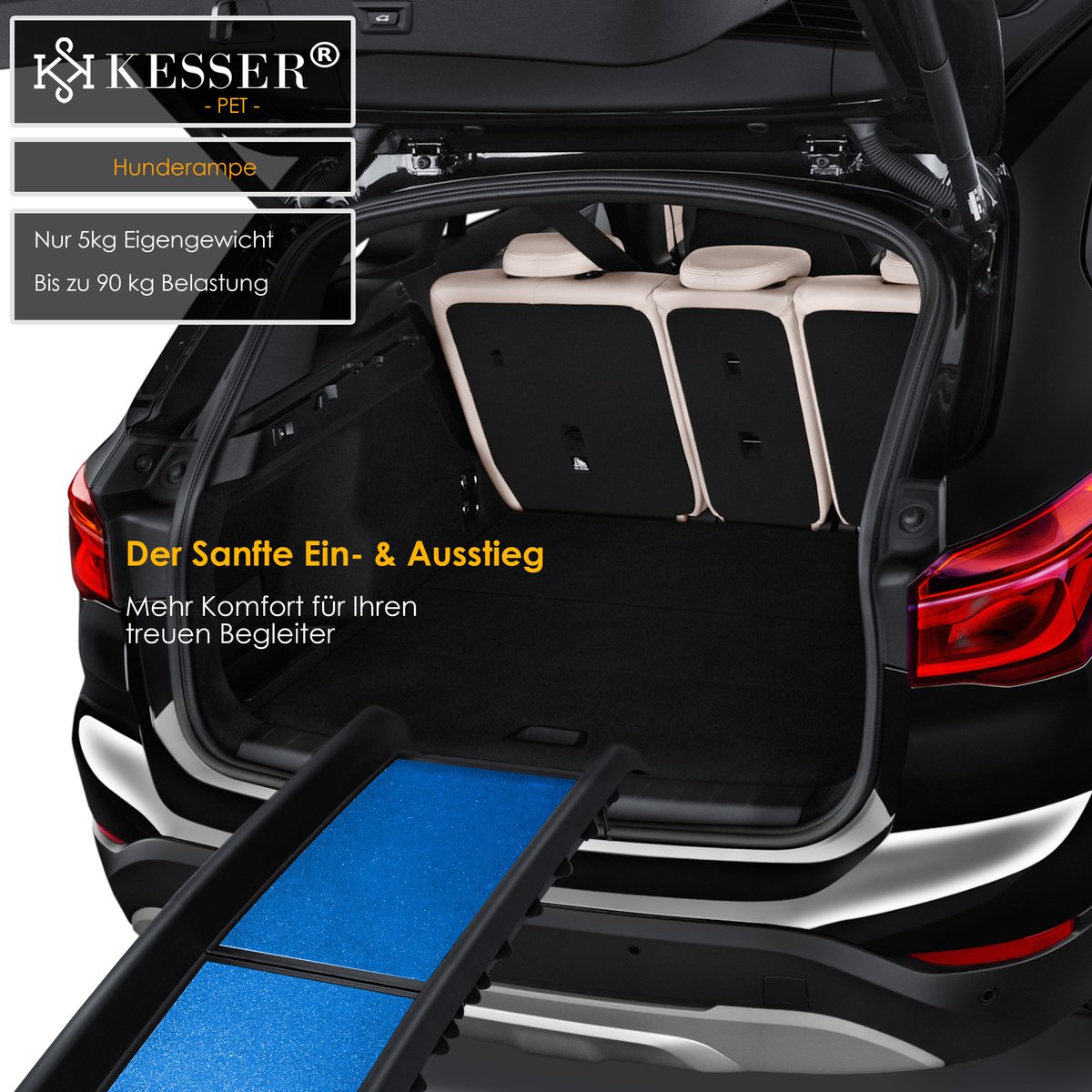 Hondenhelling Voor De Auto Inklapbaar - Belastbaar Tot 90 Kg - 156 X 40 Cm Licht En Stabiel Antislip Huisdiertrap Dog Ramp