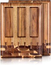 Acacia Houtsnijbord voor keuken en thuis - Groot Butcher Block Chopping Board, Duurzaam hout, Juice Groove - Doubles as 3 Compartment Serving Board - 40 x 40 cm