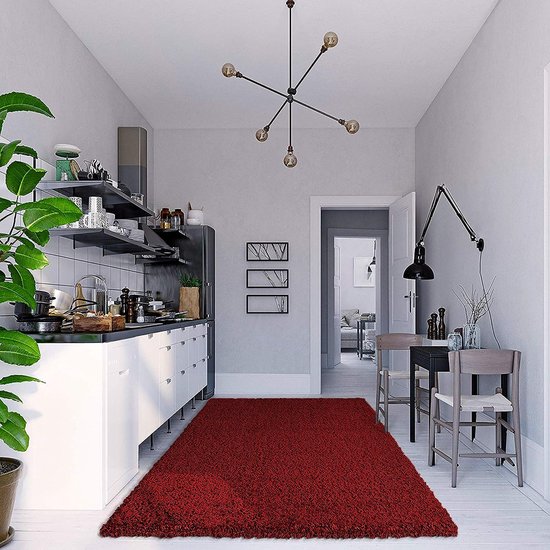 tapijt, woonkamer, rood, hoogpolig, langpolig, modern, afmetingen: 120 x 170 cm
