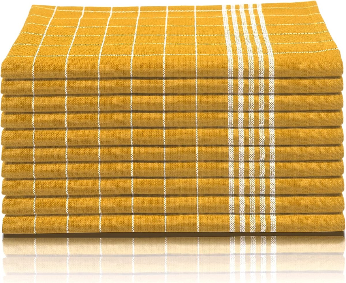 48YI2 set theedoeken, keukendoeken, 50 x 70 cm, 100% katoen, Oeko-Tex Standard 100, geel, voorgewassen, doeken voor keuken en afwassen