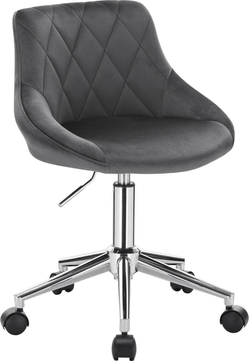 Bureaustoel deluxe - Voor volwassenen - Donkergrijs - Op wielen - Ergonomische bureaustoel - Velvet - In hoogte verstelbaar