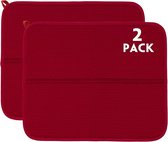 Microvezel afdruipmat voor keuken 44x36cm, 2 stuks, gootsteen en servies, droogmat, serviesonderlegger (rood)