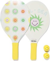 Sunnylife - Smiley - Set de Beach Tennis - World Sol Sea - 2 Raquettes -2 Balles