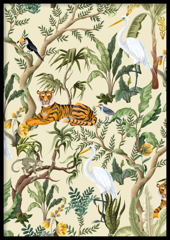 Poster Jungle - Kinderkamer poster - Babykamer poster - Dieren poster - Kinderkamer decoratie - 50x70 cm - WALLLL