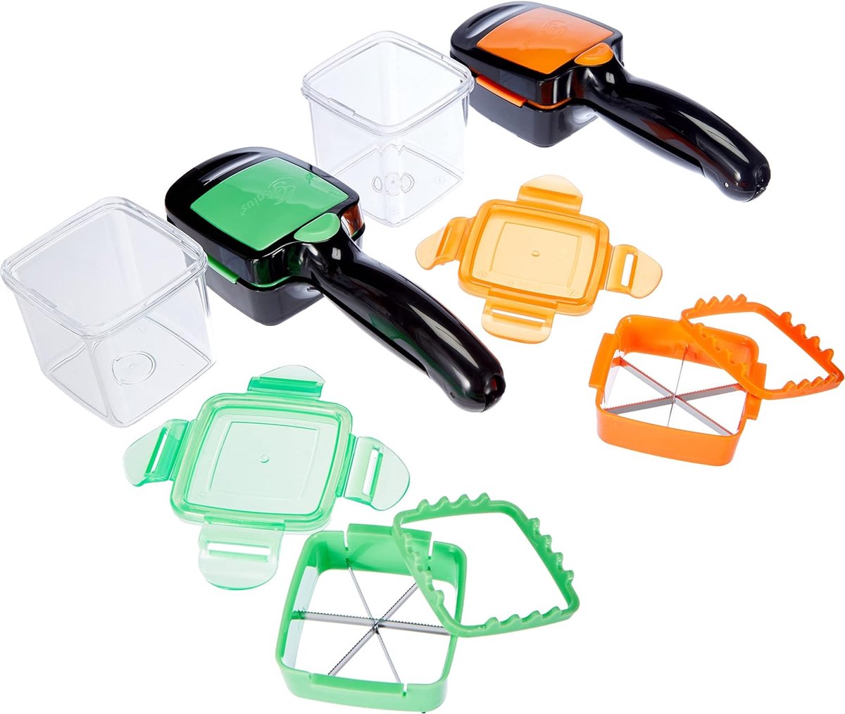 Quick, RVS, kunststof, groen & oranje, 7 stuks