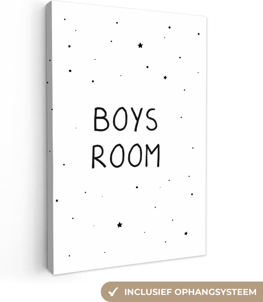 Canvas schilderij boys room 20x30 - Tekst - Kinderen - Wanddoek waterverf - Jongenskamer - Schilderijen op canvas - Wanddecoratie kinderkamer dinosaurus - Muurdecoratie slaapkamer - Kamerdecoratie - Canvasdoek - Wall decoration