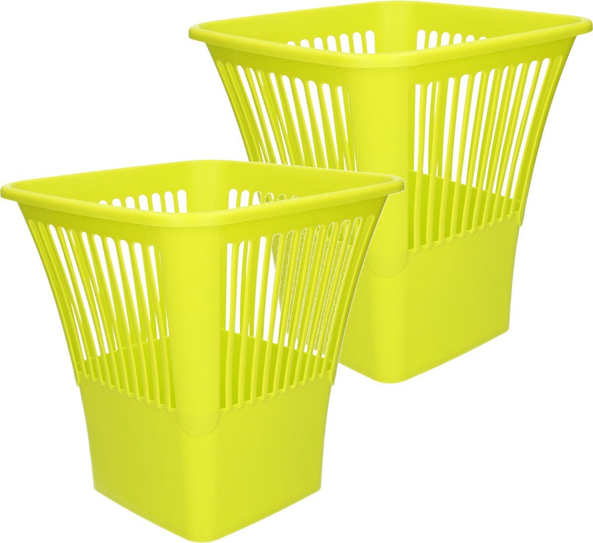 Goedkoopste Plasticforte Afvalbak/vuilnisbak/kantoor prullenbak - 2x stuks - plastic - groen - 30 cm