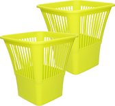 Plasticforte Afvalbak/vuilnisbak/kantoor prullenbak - 2x stuks - plastic - groen - 30 cm