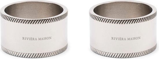 Riviera Maison Servetring, Tafeldecoratie, Met RM logo - RM Monogram Napkin Ring - zilver - Aluminium - set van 2 stuks