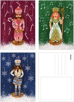 EchtMiek - Kerstkaarten notenkrakers set 15 stuks met envelop - koning - koningin - teckel