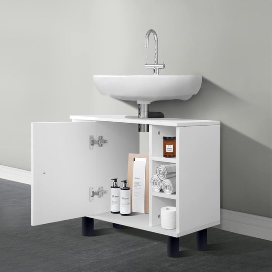 BERKATMARKT - Meuble sous lavabo, blanc, 60 x 54 x 32 cm, avec 1 porte et 6  étagères,... | bol