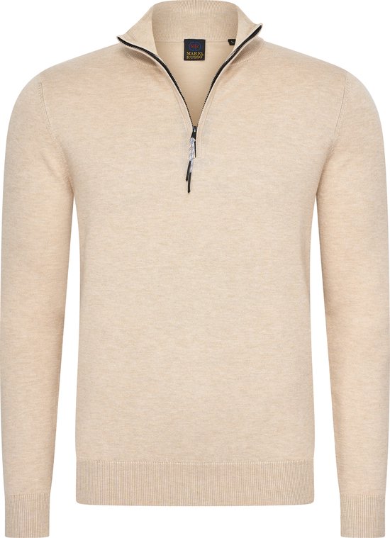 Mario Russo Half Zip Sweater - Trui Heren - Sweater Heren - Coltrui Heren - XXL - Beige