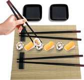 HOMBLE Sushi Servies - Deluxe 7 Delige Set - Japans Servies - 2 Personen - Zwart
