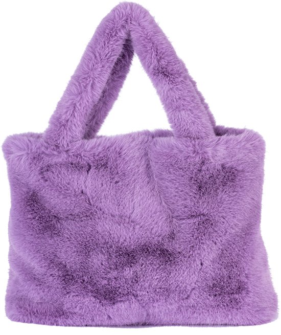 Foto: Nouka paarse grote dames tas handtas schoudertas shopper werktas schooltas zachte teddy fluffy tas