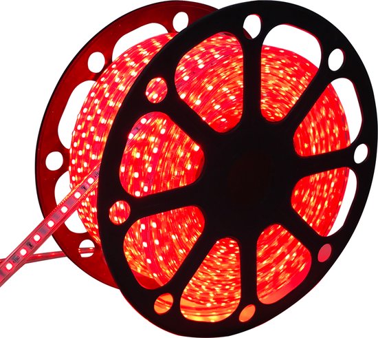 Tuyau d'éclairage LED plat 50m couleur Rouge 60 LED par mètre IP65 - Plug & Play