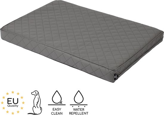 Huggles Onyx Hondenkussen - Orthopedisch Hondenbed - Comfortabel - XL - 120cm - Kunstleer - Grijs