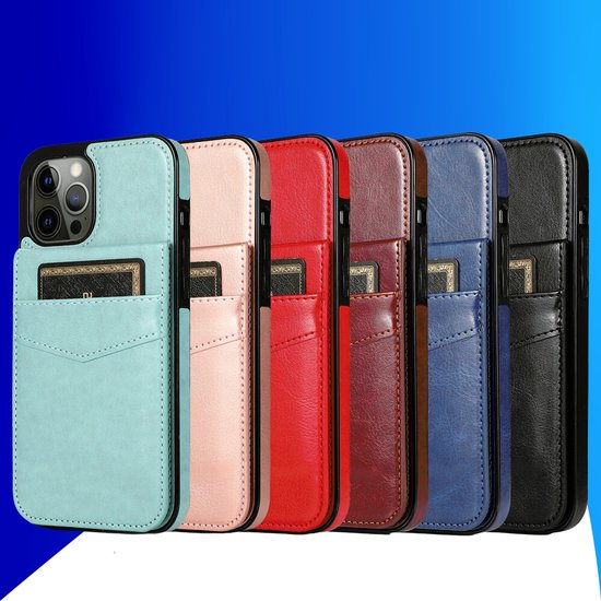 Coque iPhone 15 Plus - Coque arrière - Porte carte - Portefeuille - Simili cuir - Bleu foncé