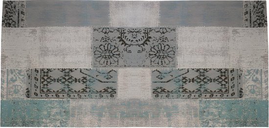 OZAIA Gangtapijt vintagestijl TURIN - 100% polyester - 80 x 200 cm - Grijsblauw L 200 cm x H 1 cm x D 80 cm